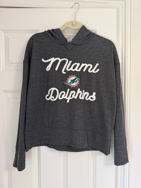 Ladies NFL Miami Dolphins Hooded Pullover Sweatshirt - Dark Gray size M